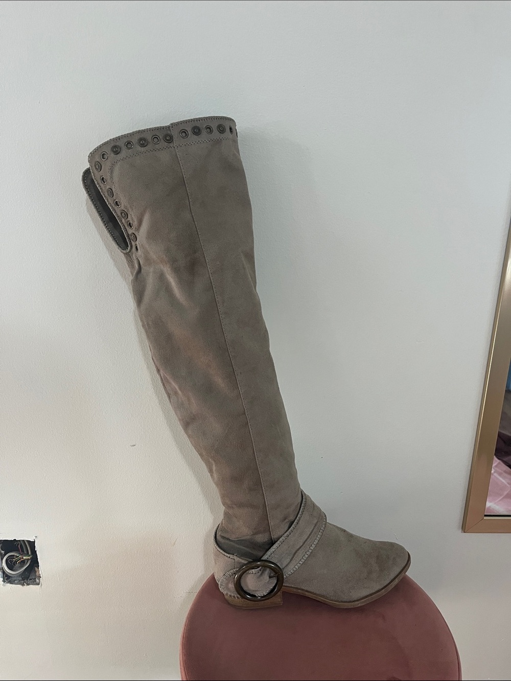 Not Rated Over-the-Knee Suede Boots in Taupe